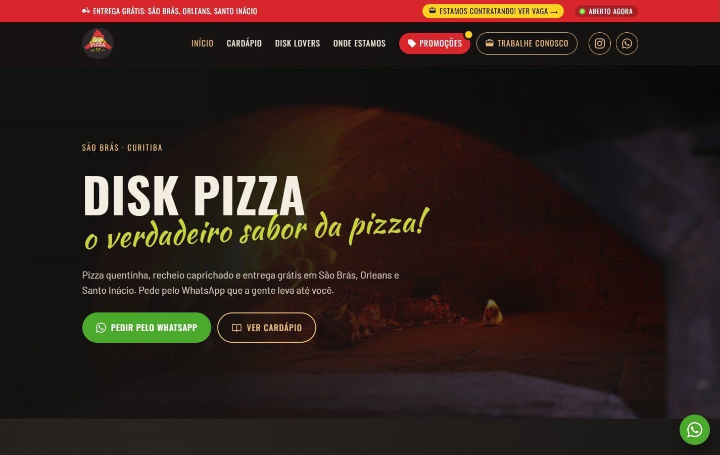 Disk Pizza: Site para pizzaria · Proposta · não publicada