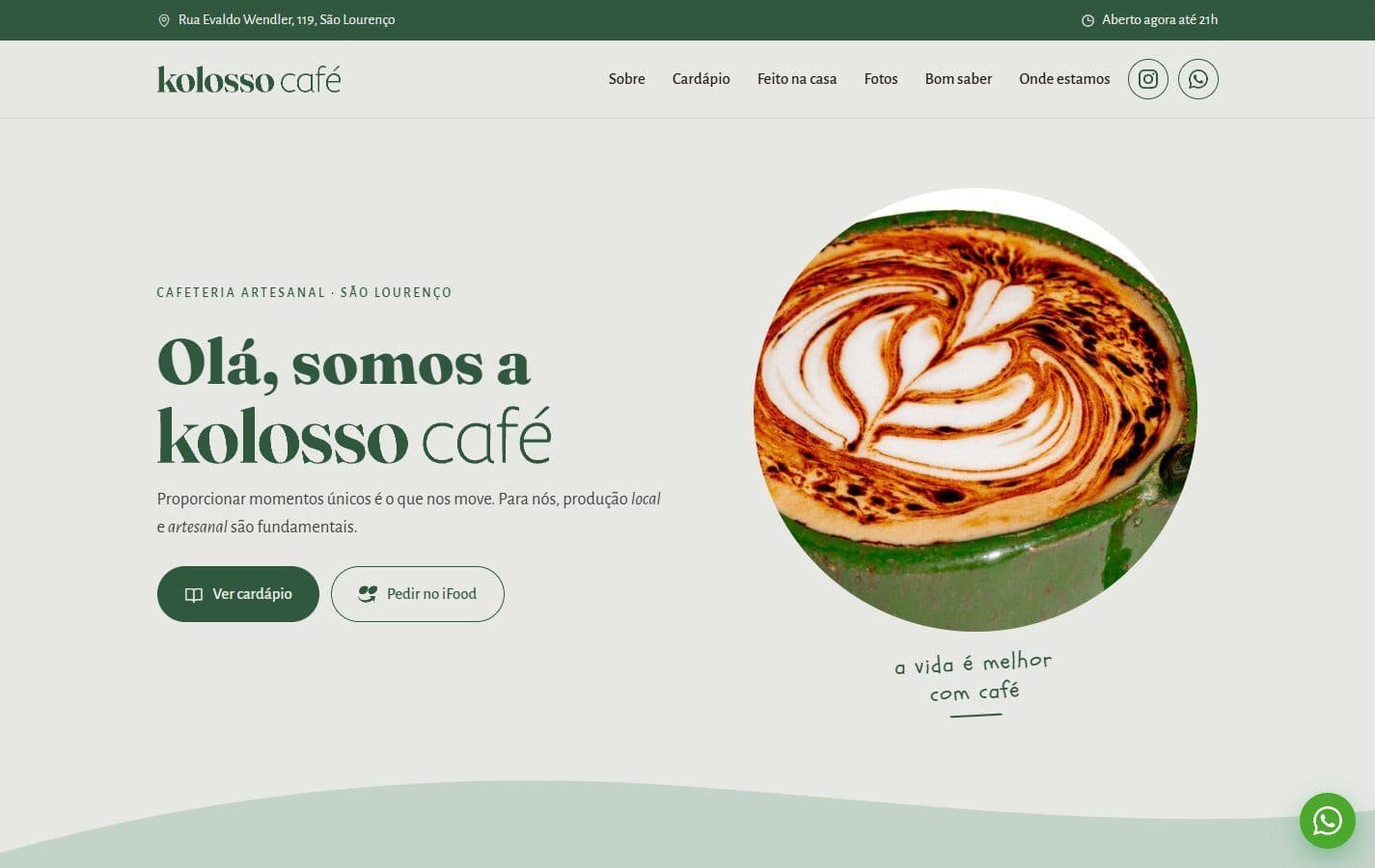 Kolosso Café: Site para cafeteria · Proposta · não publicada